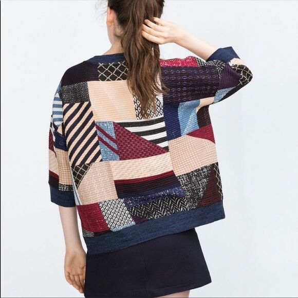 ✨ Zara Trafaluc Blue Square Ribbed Sweatshirt ✨ - Picture 8 of 8